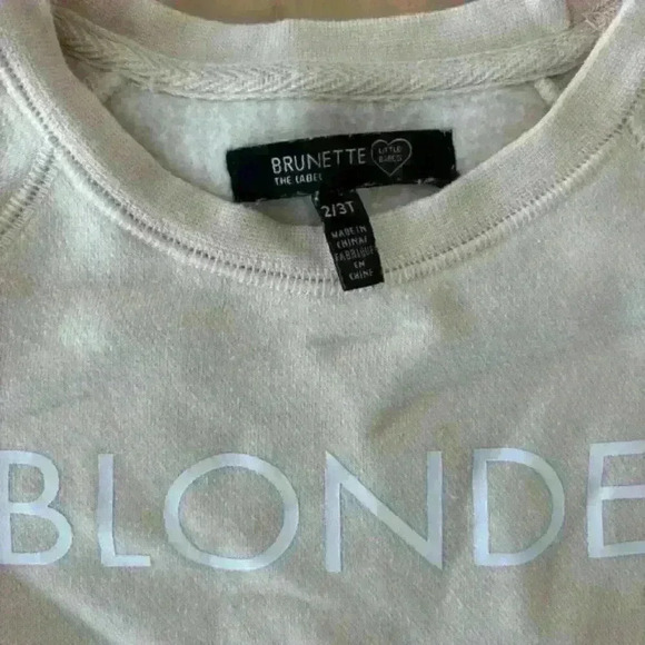 Brunette The Label 2T Girls ‘Blonde’ Crewneck Sweatshirt Light Pink - Picture 3 of 5